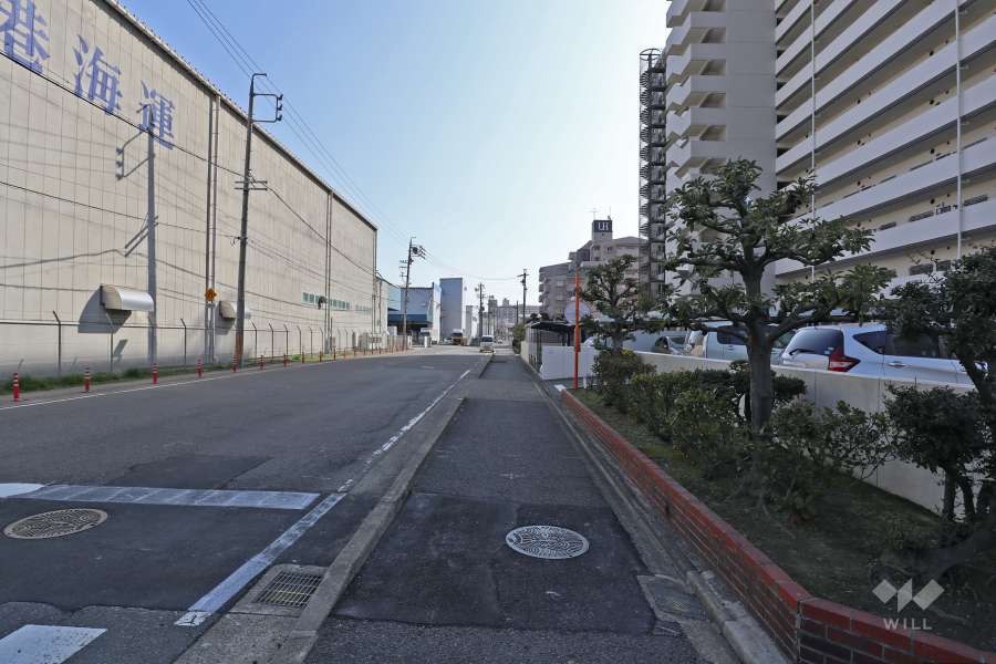 敷地北側の前面道路（西側から）