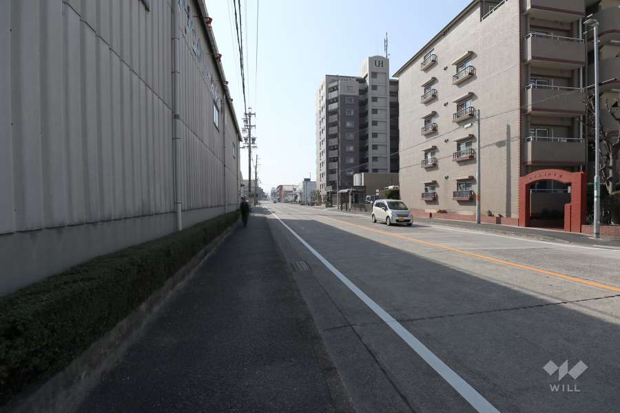 敷地東側の前面道路（北側から）