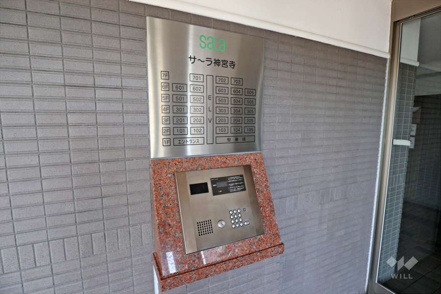 オートロックと案内板