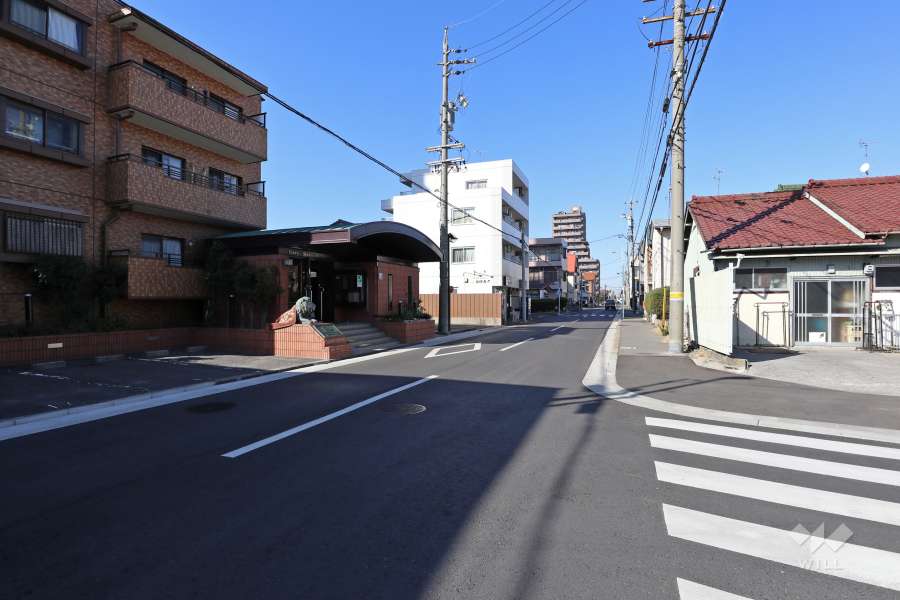 敷地東側の前面道路（南側から）