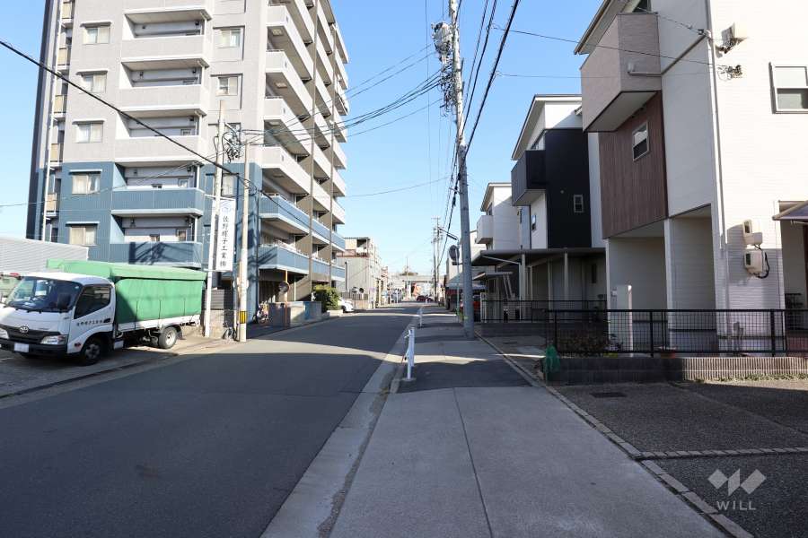 敷地南側の前面道路（西側から）