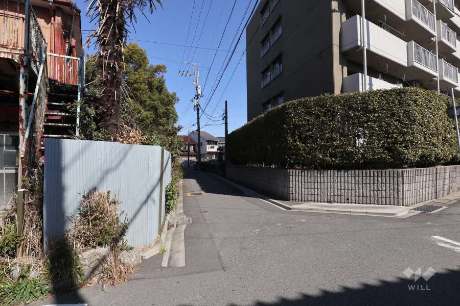 敷地西側の前面道路（南側から）
