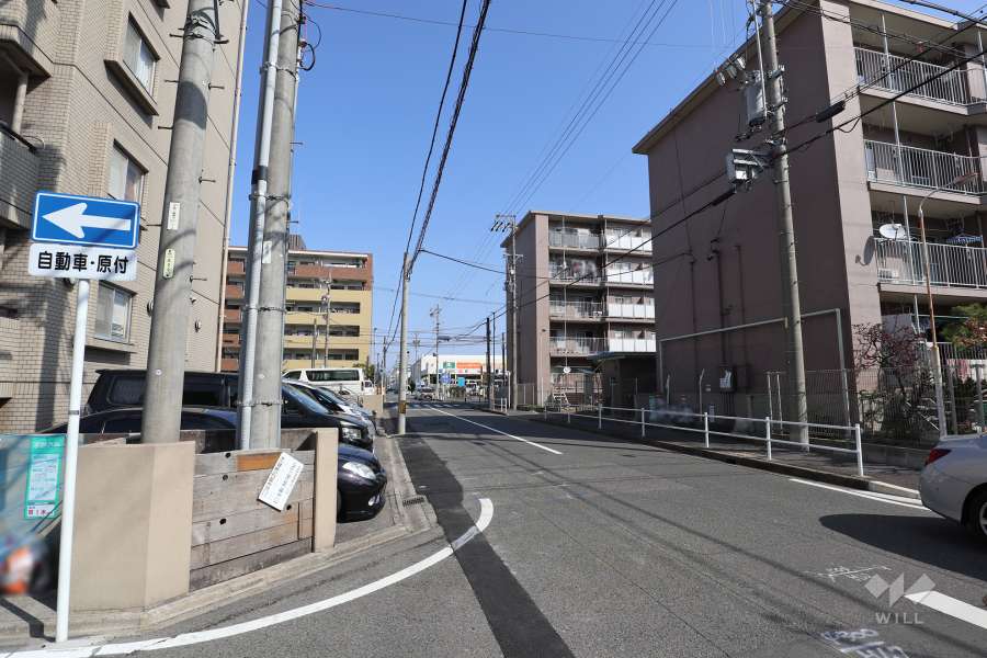敷地西側の前面道路