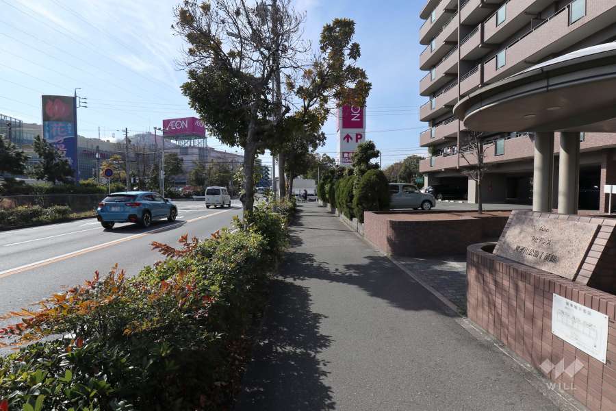 敷地南東側の前面道路（北東側から）