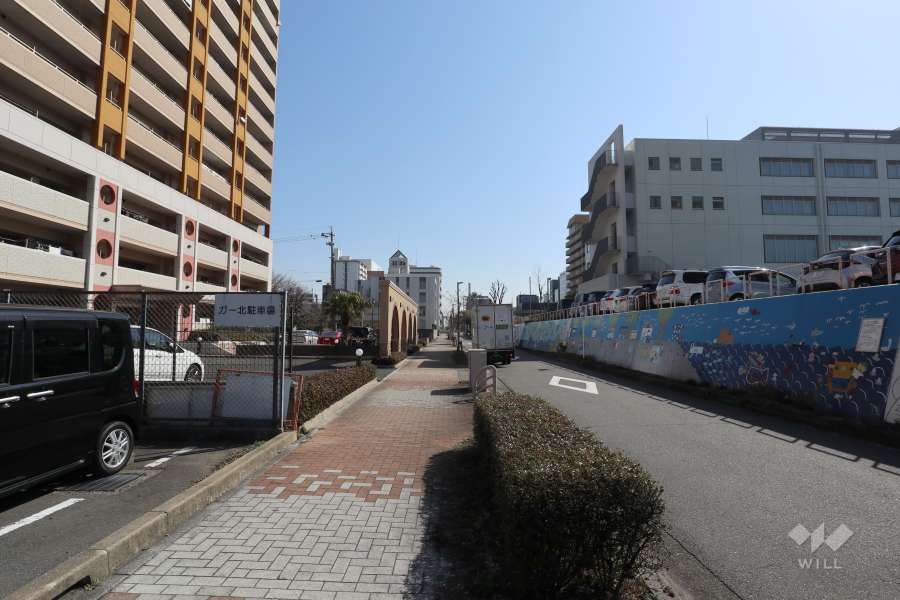 敷地南側の前面道路（西側から）
