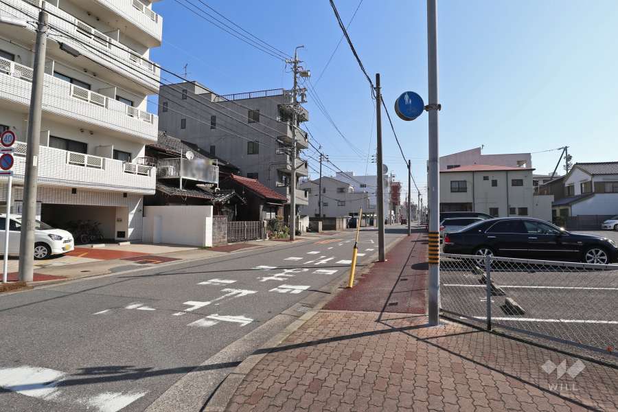 敷地南側の前面道路（西側から）
