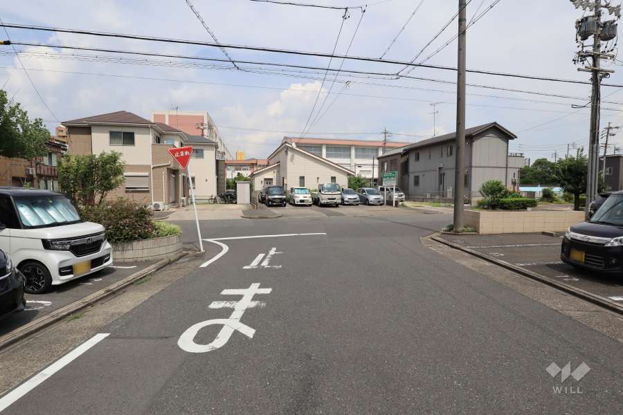敷地南側の前面道路（西側から）