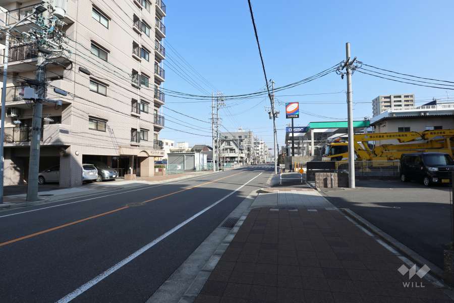 敷地東側の前面道路（南側から）