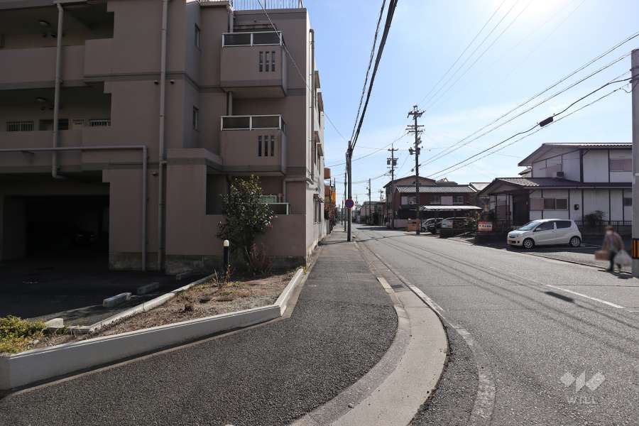 敷地西側の前面道路（北側から）
