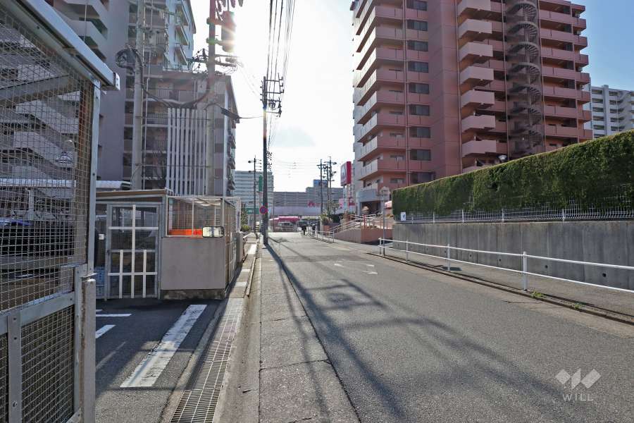 敷地東側の前面道路（北側から）