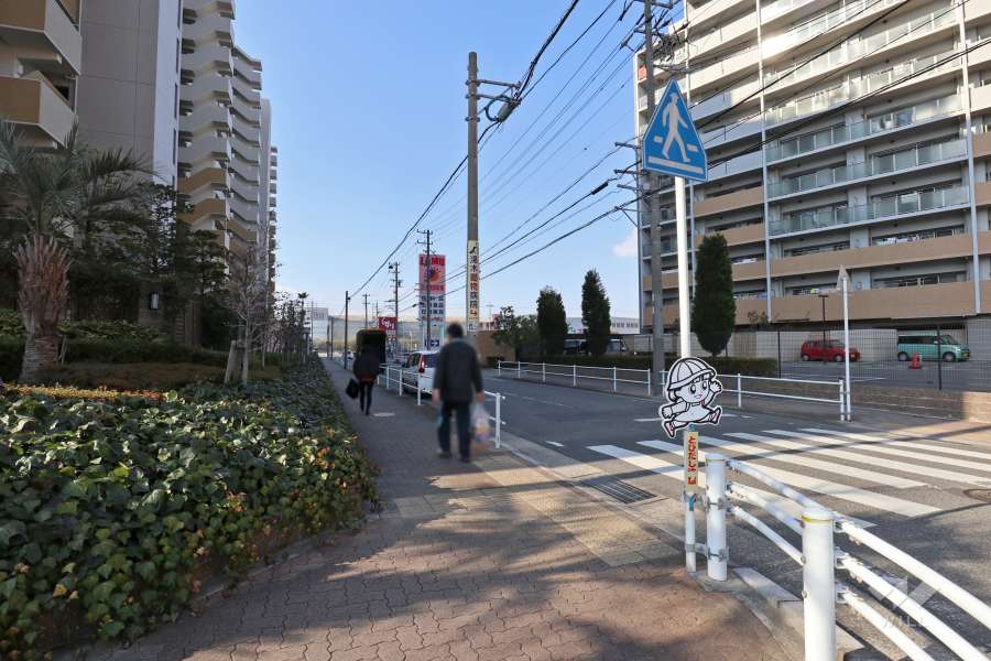 敷地北東側の前面道路（南東側から）
