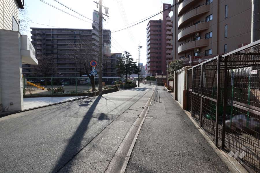 敷地南東側の前面道路（北東側から）