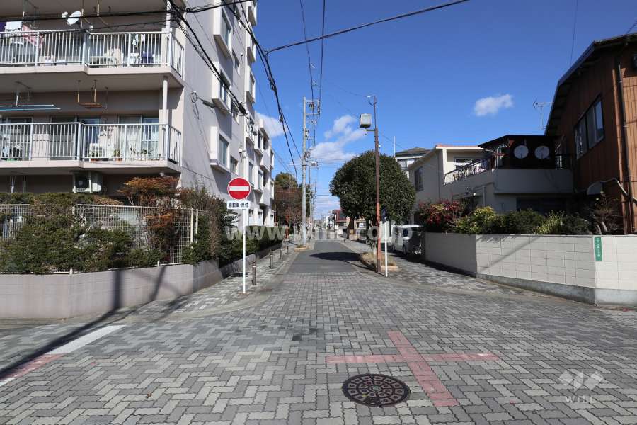 敷地東側の前面道路（南側から）