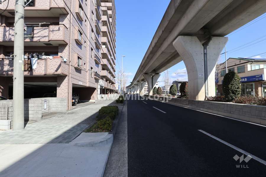 敷地南東側の前面道路（南西側から）