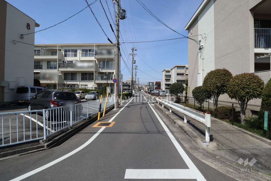 敷地西側の前面道路（南側から）