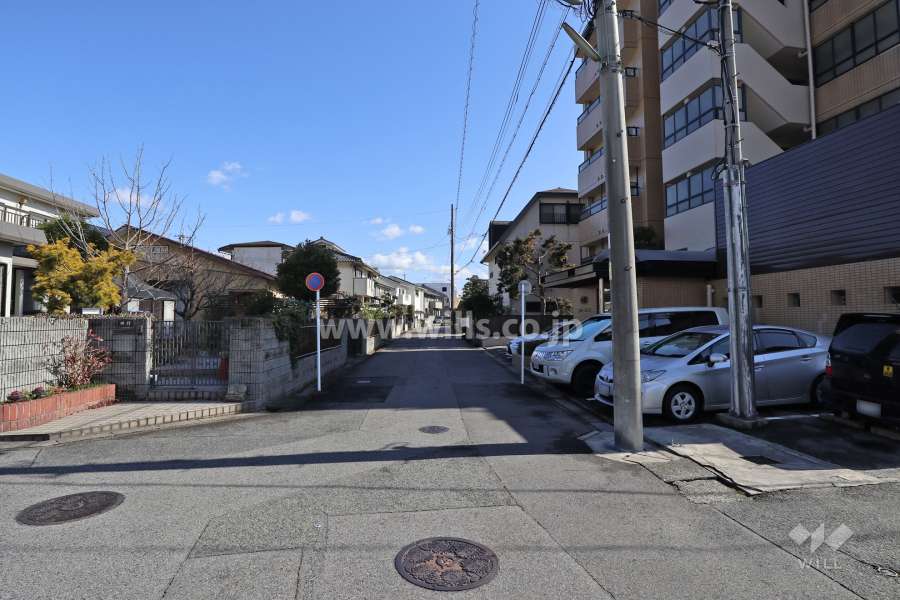 敷地北側の前面道路（西側から）