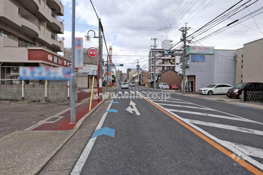 敷地の南側前面道路（西側から）