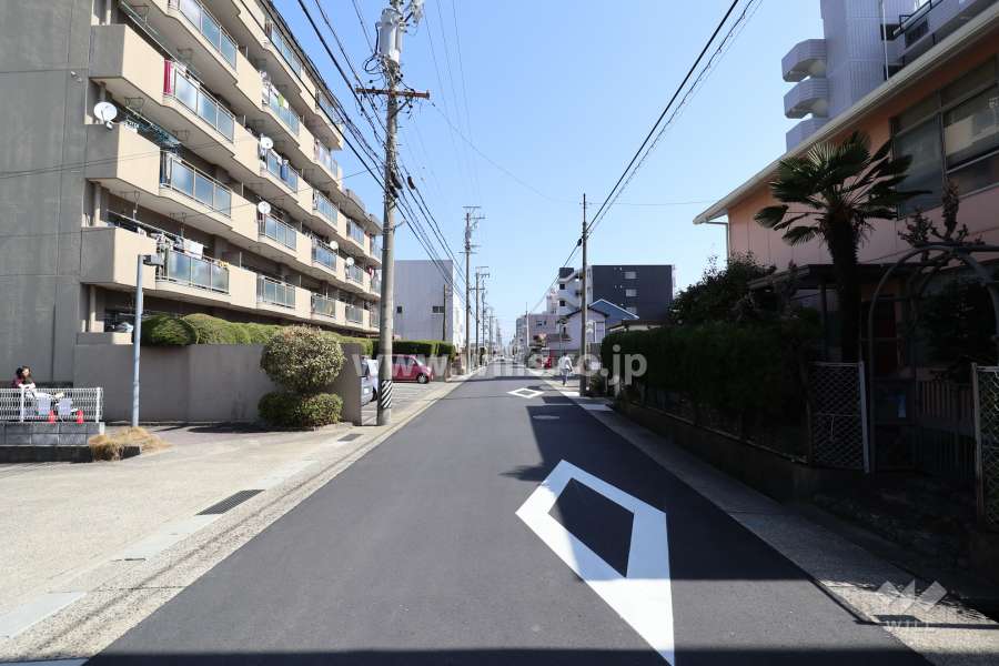 敷地の南側前面道路（西側から）
