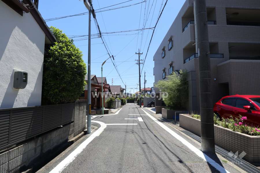 敷地東側の前面道路（北側から）