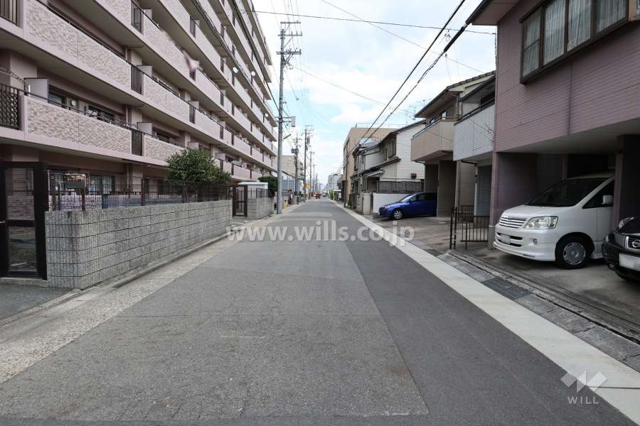 敷地南側の前面道路（西側から）