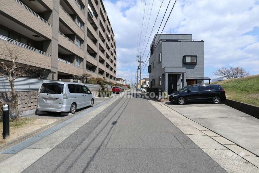 敷地南側の前面道路（西側から）