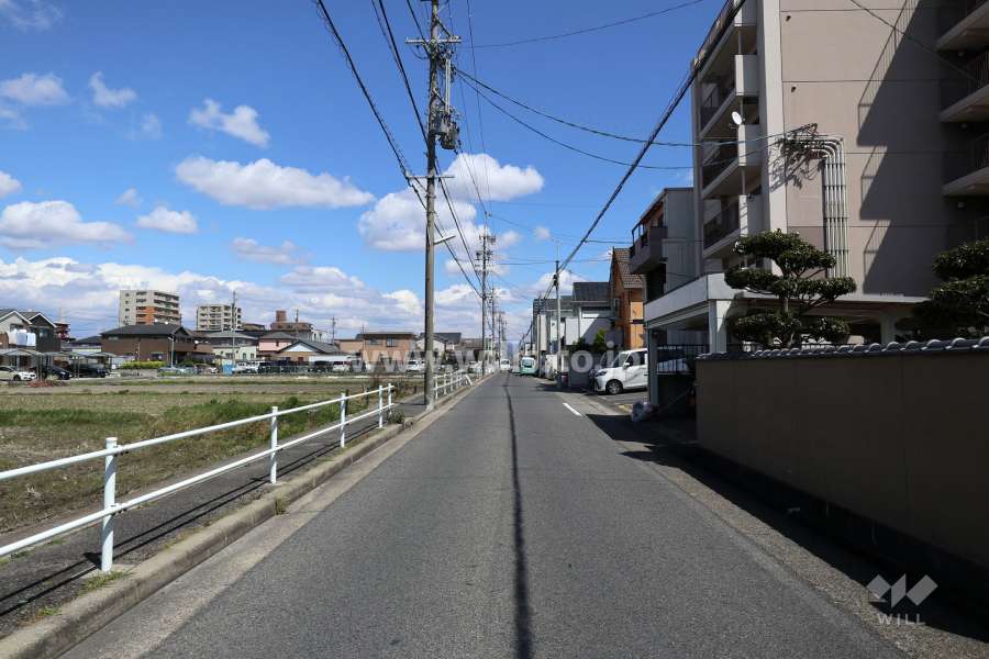 敷地北側の前面道路（西側から）