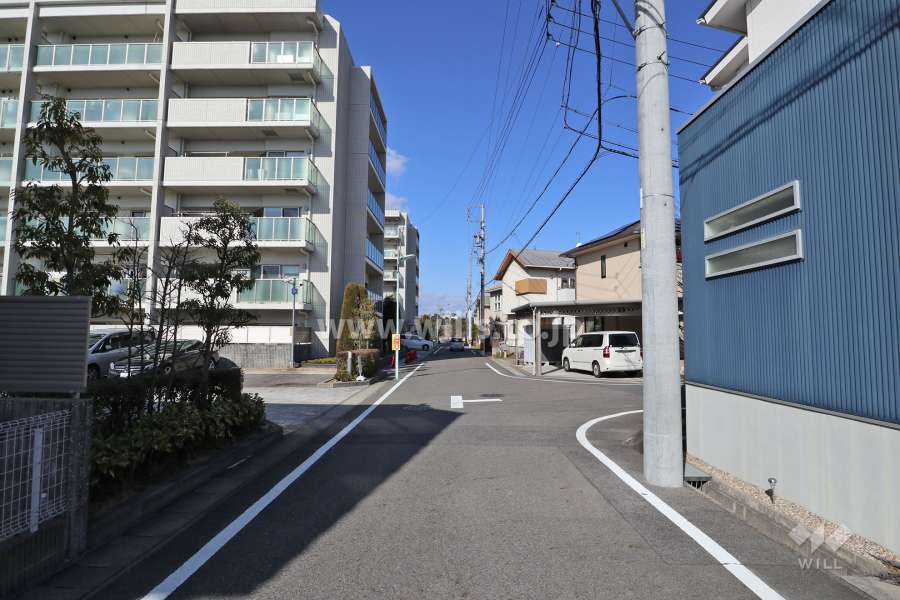 敷地東側の前面道路（南側から）