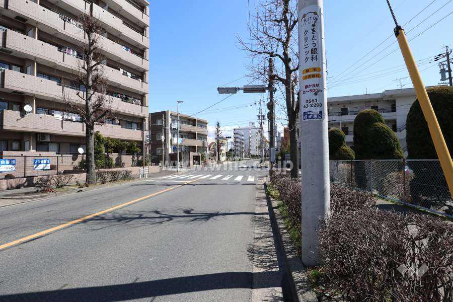 敷地の北側前面道路（西側から）