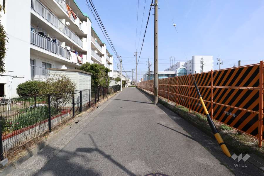 敷地南側の前面道路（西側から）