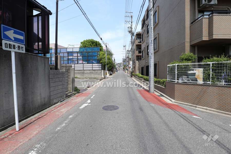 敷地西側の前面道路（南側から）