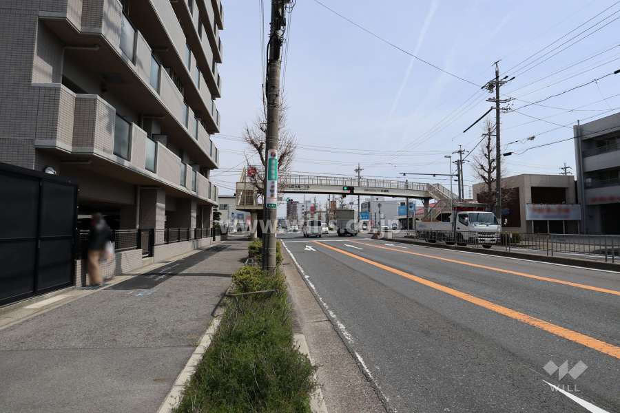 敷地南側の前面道路（西側から）