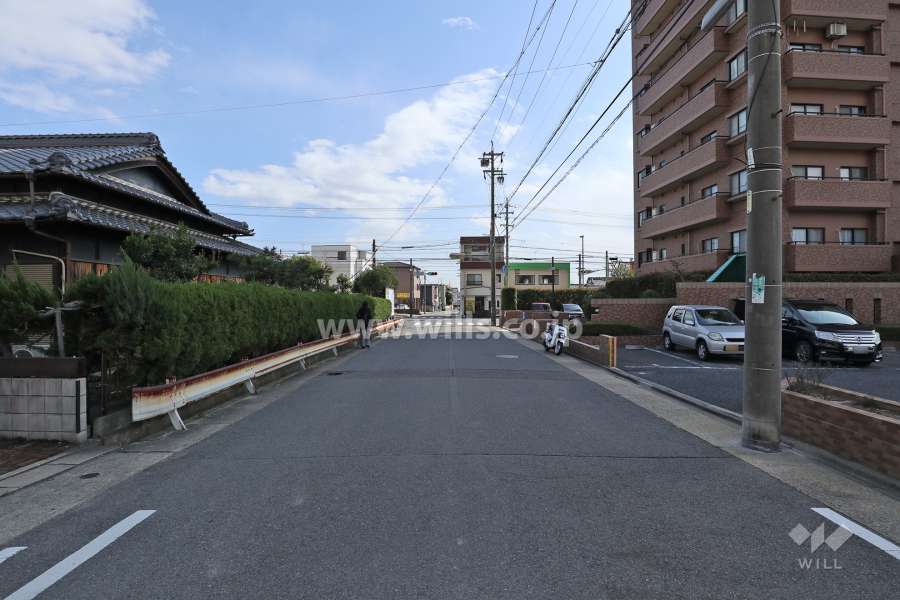 敷地の北東側前面道路（北西側から）