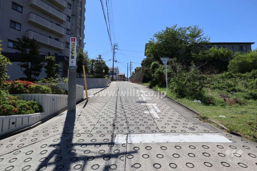 敷地西側の前面道路（北側から）