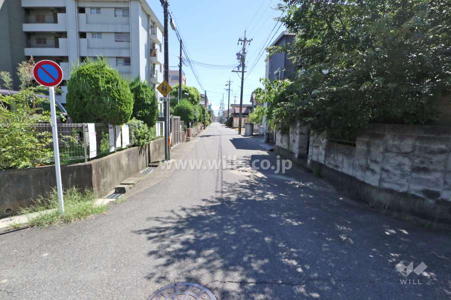 敷地西側の前面道路（北側から）