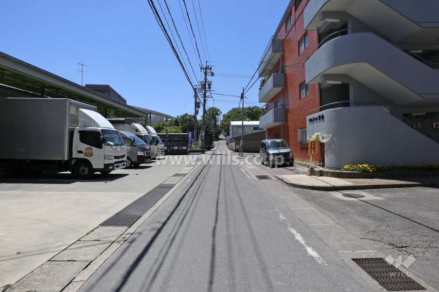 敷地東側の前面道路（北側から）