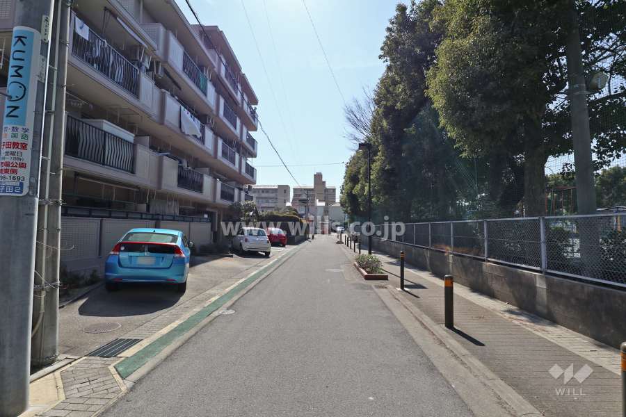 敷地の西側前面道路（北側から）