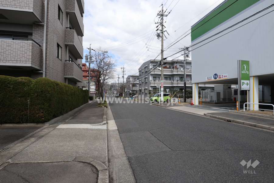 敷地の北東側前面道路（南東側から）