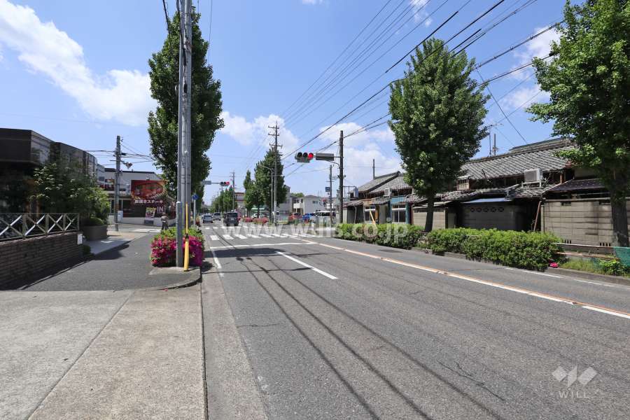 敷地北側の前面道路。バス通りです。