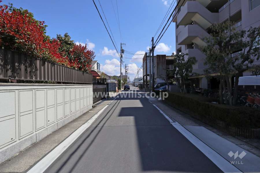 敷地北側の前面道路（西側から）