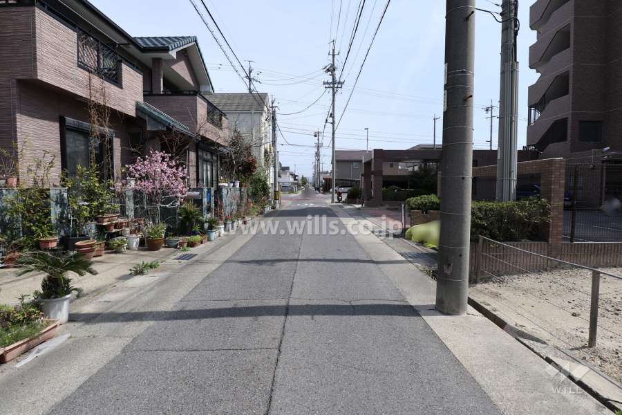 敷地北側の前面道路（西側から）
