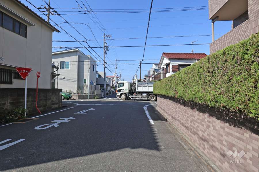 敷地南東側の前面道路（北東側から）