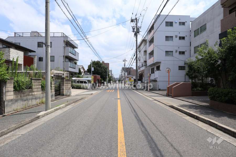 敷地北側の前面道路（西側から）