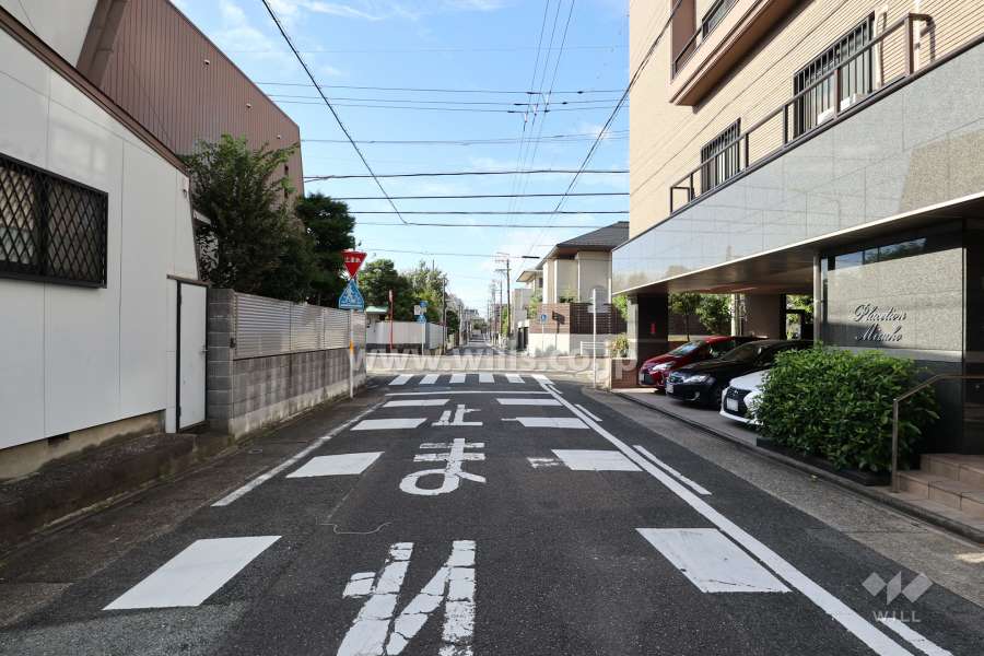 敷地東側の前面道路（北側から）