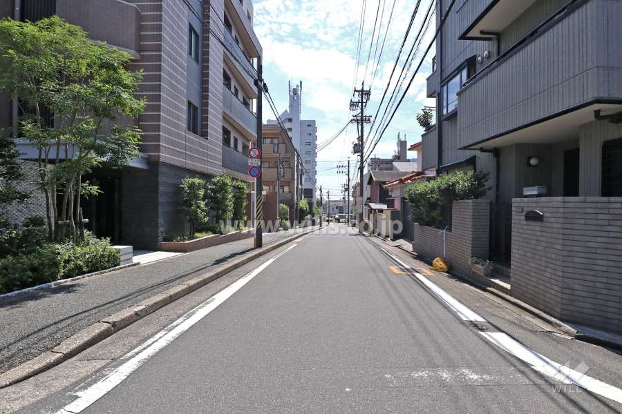 敷地西側の前面道路（北側から）