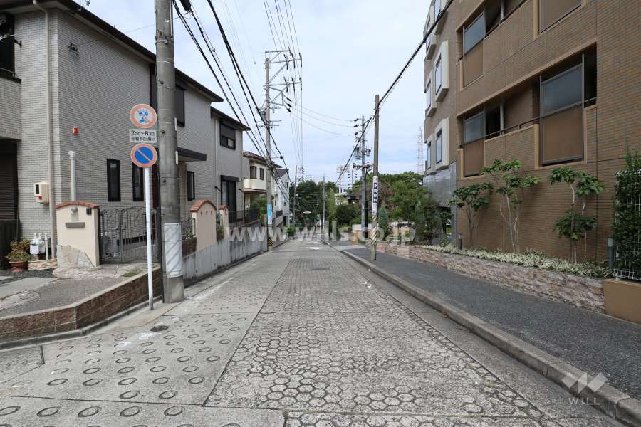 敷地南西側の前面道路（南東側から）