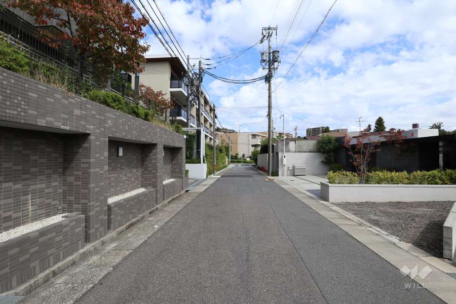敷地南東側の前面道路(南西から)