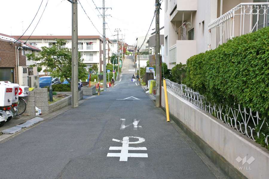 敷地西側の前面道路