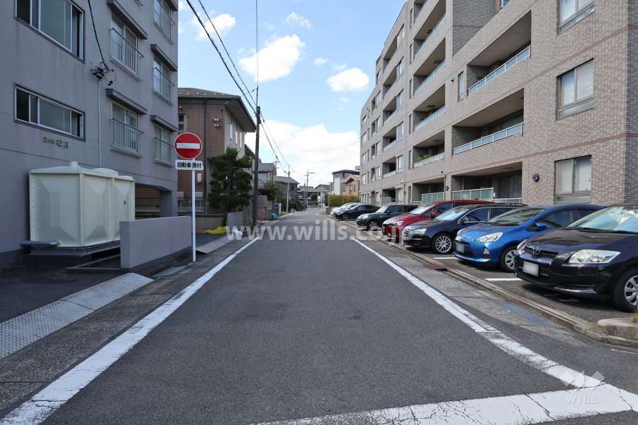 敷地西側の前面道路（北側から）