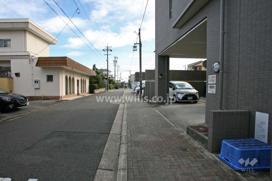 敷地東側の前面道路（北側から）