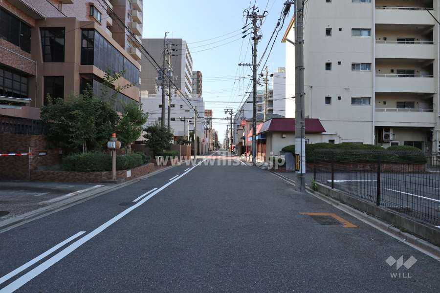 敷地西側の前面道路（南側から）